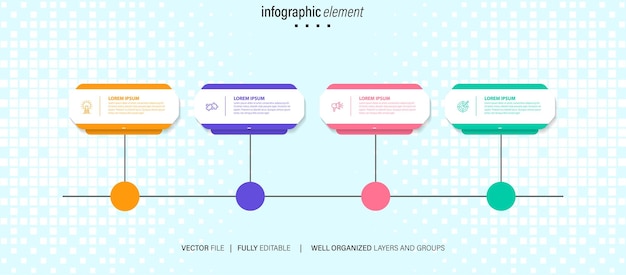 Vector 4 stap platte zakelijke infographic sjabloon