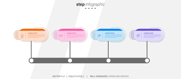 Vector vector 4 step flat business infographic template