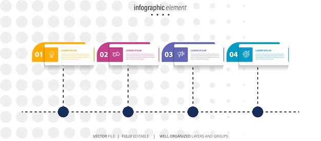 Векторный 4-ступенчатый бизнес-инфографический шаблон