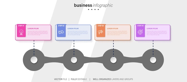 Vector 4 step flat business infographic template