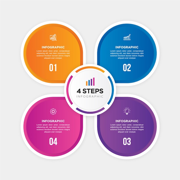 Vector 4 steps cycle chart infographics elements for data presentation