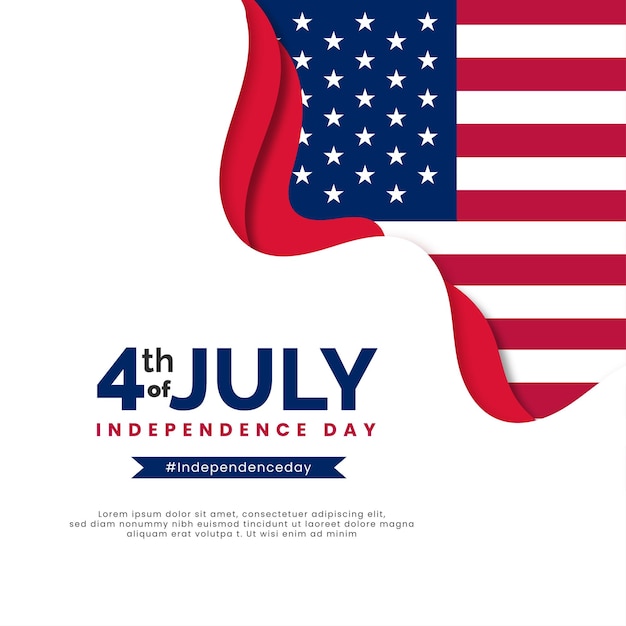 Vector 4th of july independence day social media post template with flag