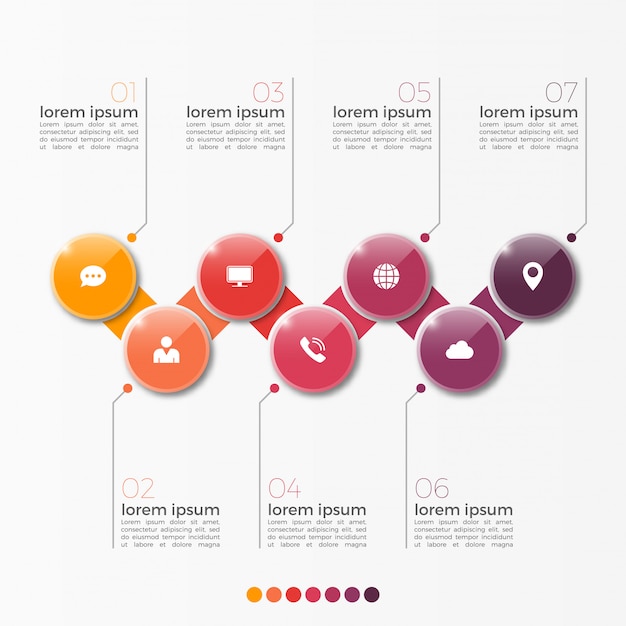 Vector 7 option infographic template with circles for presentation