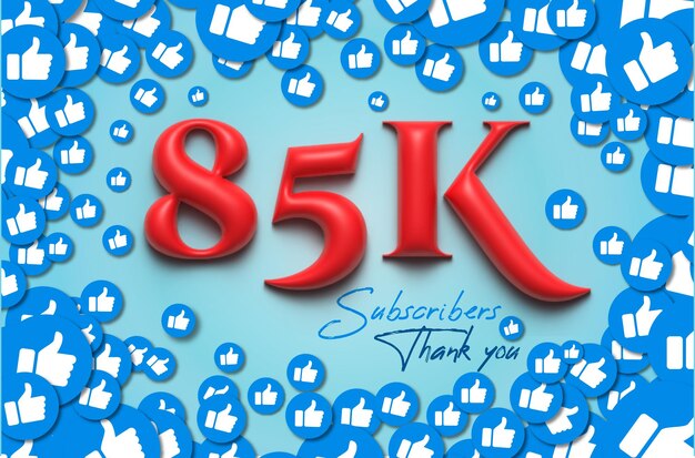 Vector vector 85k social media subscibers celebration