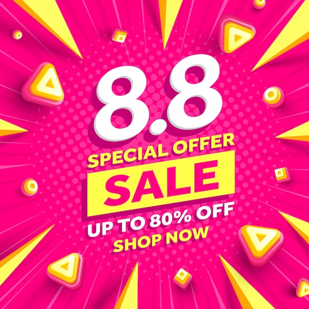 Vector of 88 shopping day poster or banner8 august sales banner template design