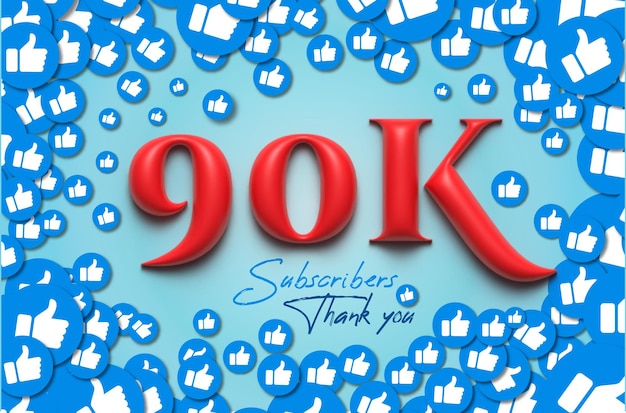 Vector vector 90k social media subscibers celebration