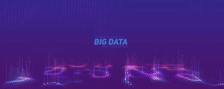 Vector vector abstract 3d big data visualization. futuristic infographics aesthetic design. visual information complexity. intricate data threads plot. social network or business analytics representation.