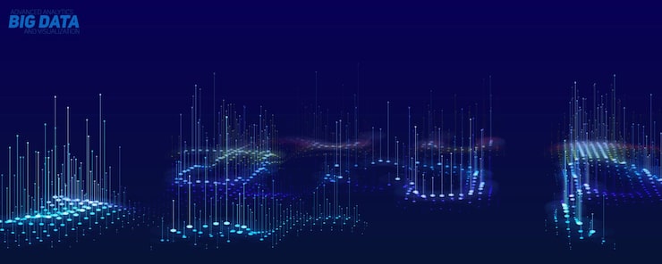 Vector 벡터 추상 3d 빅 데이터 시각화 미래 인포 그래픽 미적 디자인 시각적 정보 복잡성 복잡한 데이터 스레드 플롯 소셜 네트워크 또는 비즈니스 분석 표현