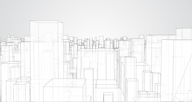 Вектор абстрактный 3d кристалл. вид на крыши города, большой хаотичный набор стеклянных подвесок.