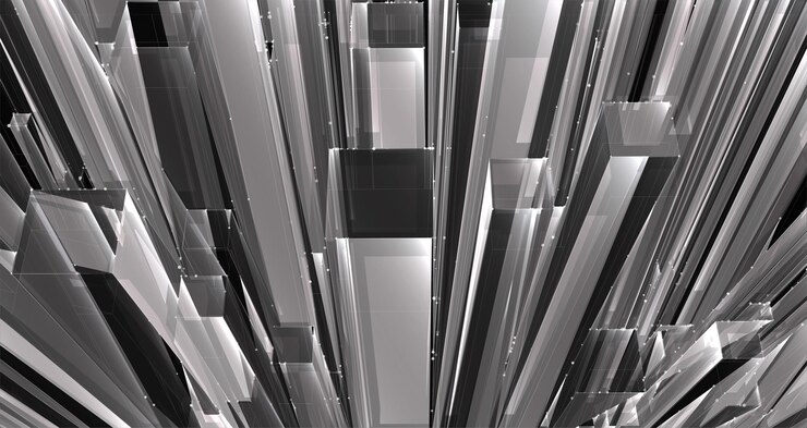 Vector vector abstract 3d crystal a view of the roofs of the city a large chaotic set of glass pendants