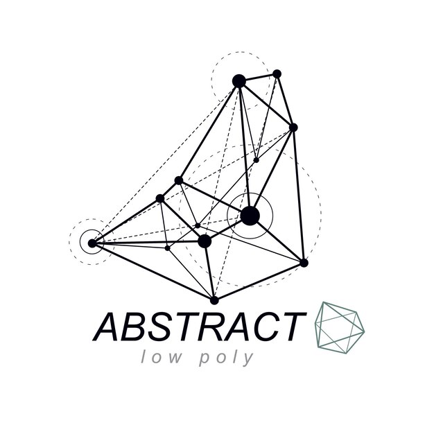 Векторный абстрактный трехмерный объект сетки, низкополигональная технология. Логотип строительной отрасли.