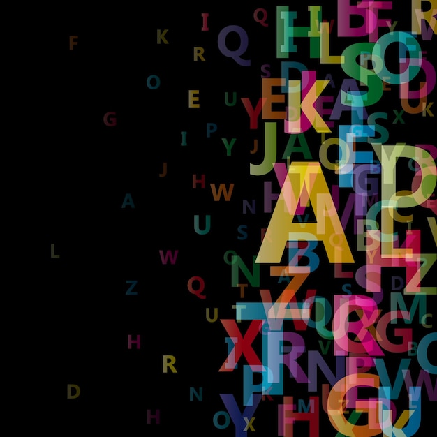 Vector abstract alphabet on black background