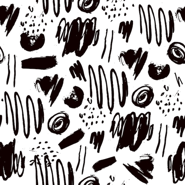 Vector abstract artistic seamless pattern. strokes, pots, pastel, brush. use for packaging, fabric hand drawn