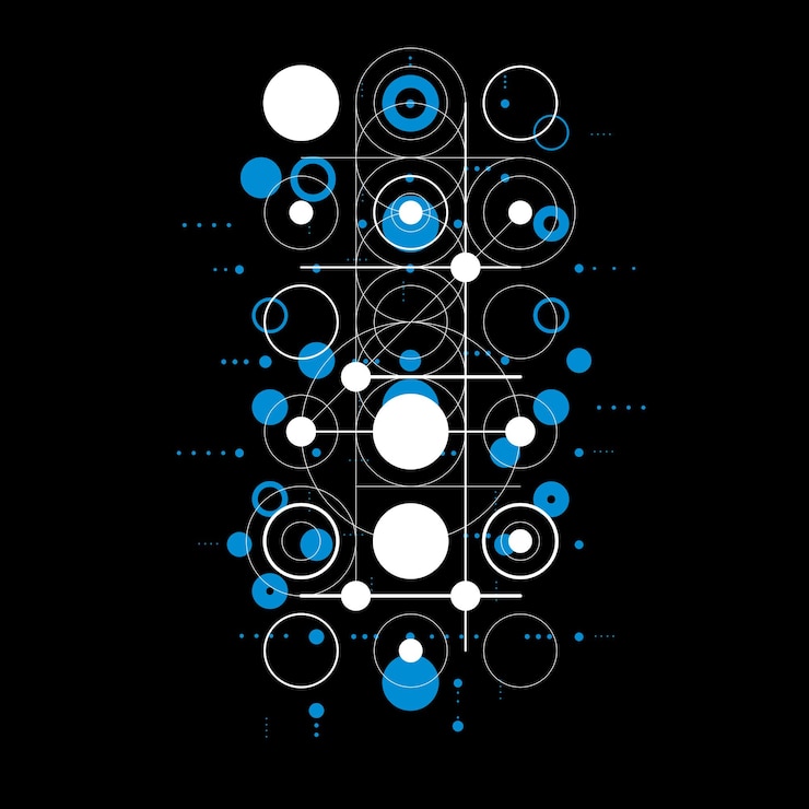Vector vector abstract background created in bauhaus retro style. modern geometric composition can be used as templates and layouts.