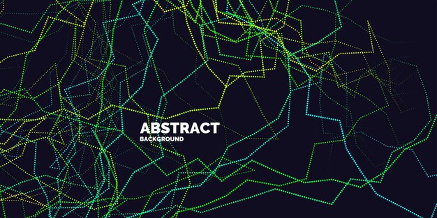 Sfondo astratto vettoriale con linea di onde dinamiche e particelle