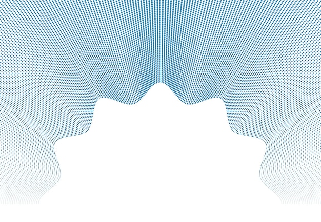 vector abstract background with wave of flowing particles frame, smooth curve shape lines, particle array flow. 3d shape dots blended mesh, future technology useful border.