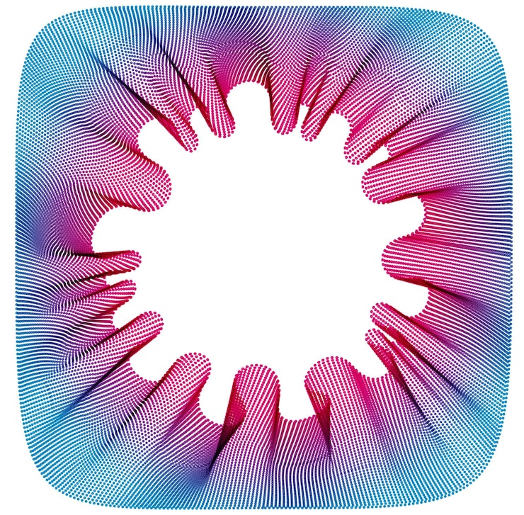 Vector 흐르는 입자 프레임, 부드러운 곡선 모양 선, 입자 배열 흐름의 물결이 있는 벡터 추상 배경. 3d 모양 점 혼합 메쉬, 미래 기술 유용한 테두리.