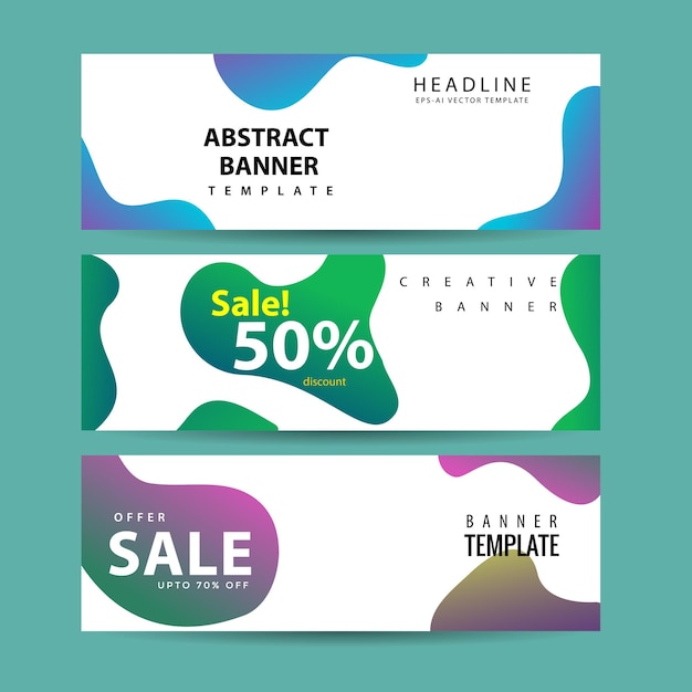 Vector abstract banner design web template Collection of abstract fluid banners