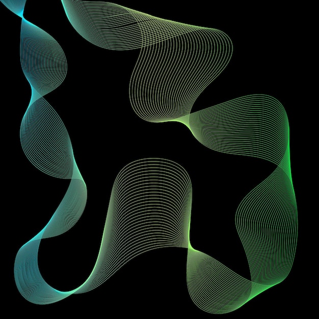 Vector vector, abstract black background, green lines, thin geometry