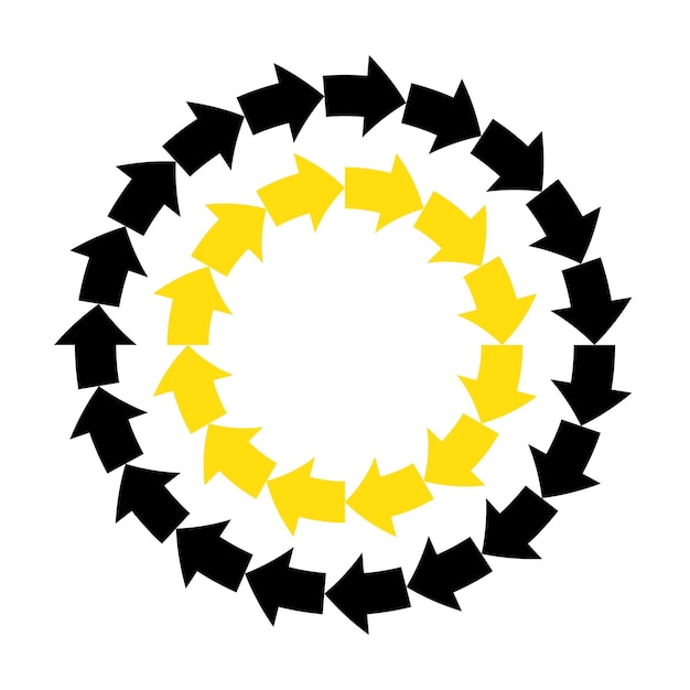 Vector vector abstract black yellow arrows round frame.