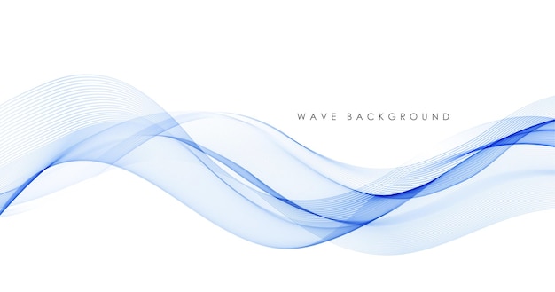 Vector abstract blue colorful flowing wave lines isolated on white background