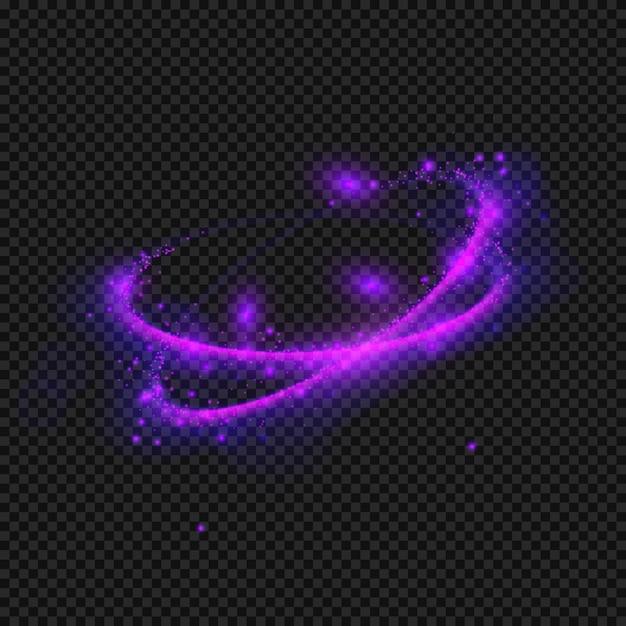 Vector abstract bright purple magic flying glitters realistic