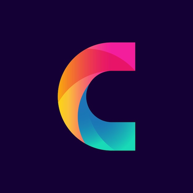 Vector abstract c logo and wing design combination colorful style