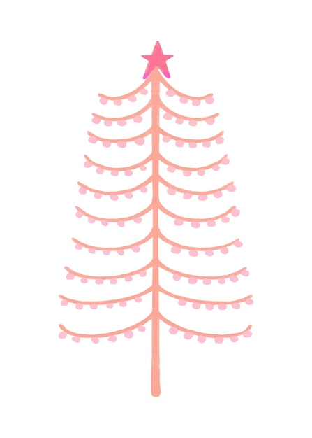 Vector Abstract Christmas tree handdrawn in watercolor New Year illustration for winter design.