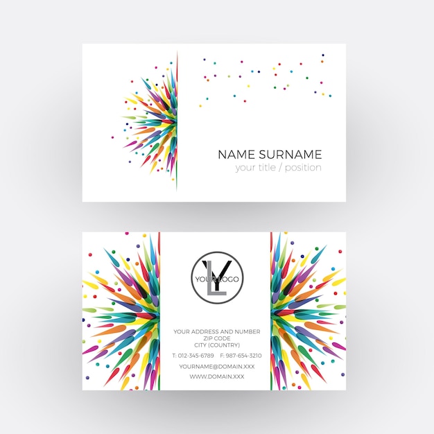 Vector abstract colored splashes Graphic designer and painter concept Business card