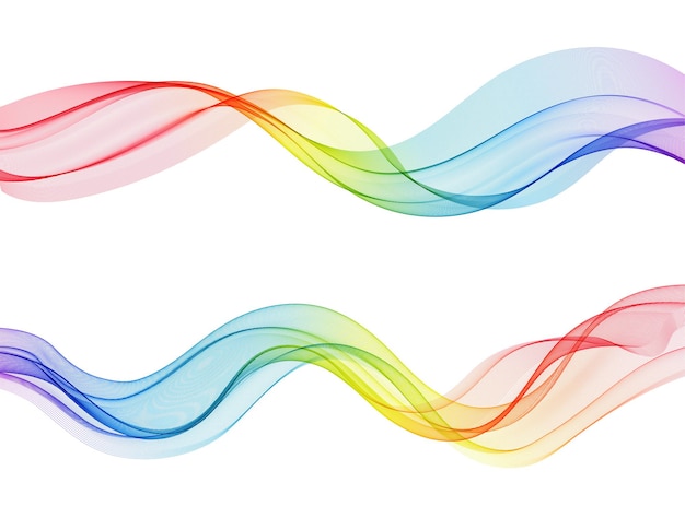 Linee d'onda fluenti colorate astratte di vettore isolate su elemento di design di sfondo bianco per la musica di scienza della tecnologia o il concetto moderno