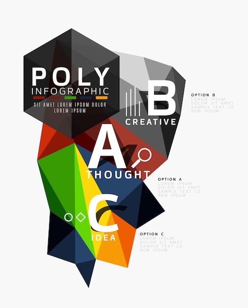 Vector abstract colorful polygonal infographics