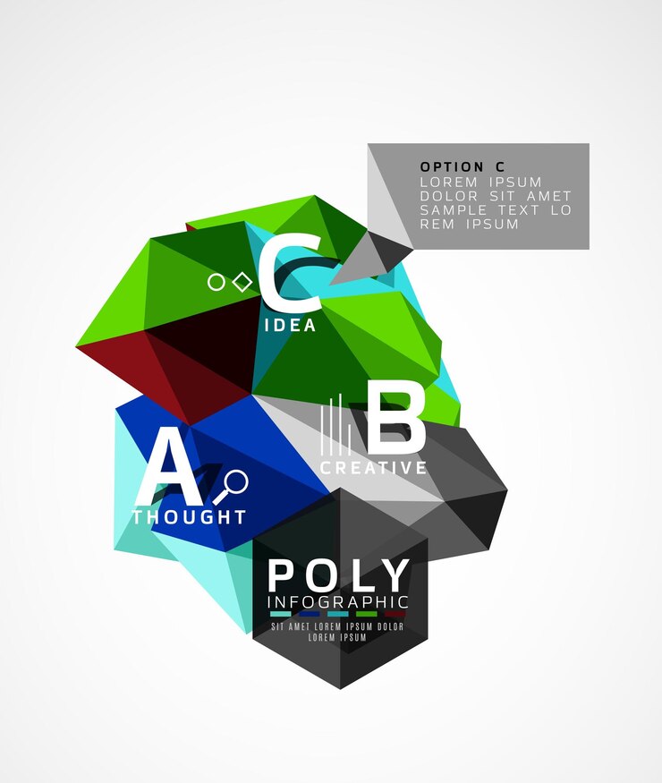 Vector vector abstract colorful polygonal infographics