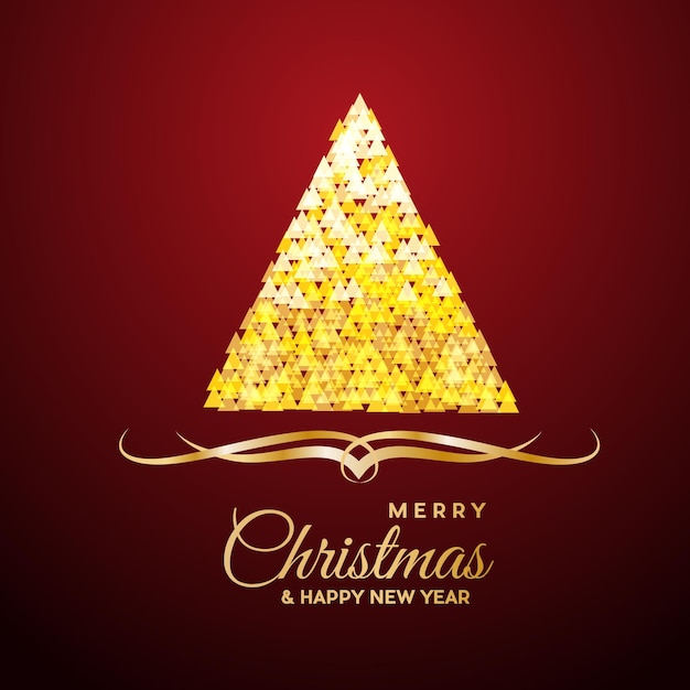 Vector Abstract cover Golden Christmas Tree with text