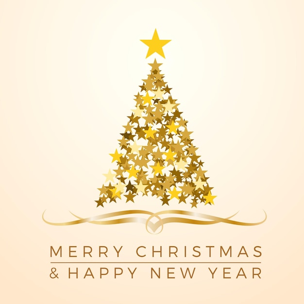 Vector Abstract cover Golden Christmas Tree with text