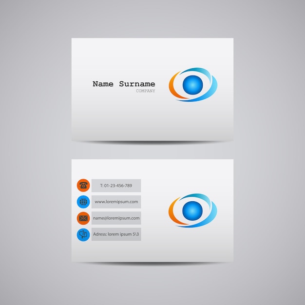 Vector abstract creatief visitekaartje met bedrijfslogo. Voor- en achterkant met logo
