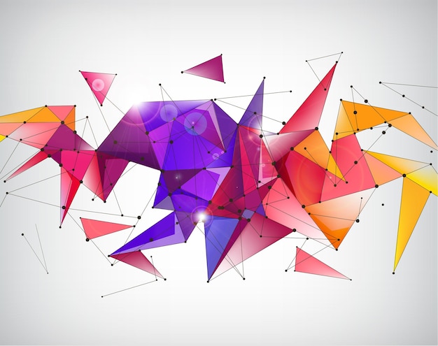 Вектор абстрактный кристалл 3d граненый геометрический оригами радужный фон, футуристический баннер