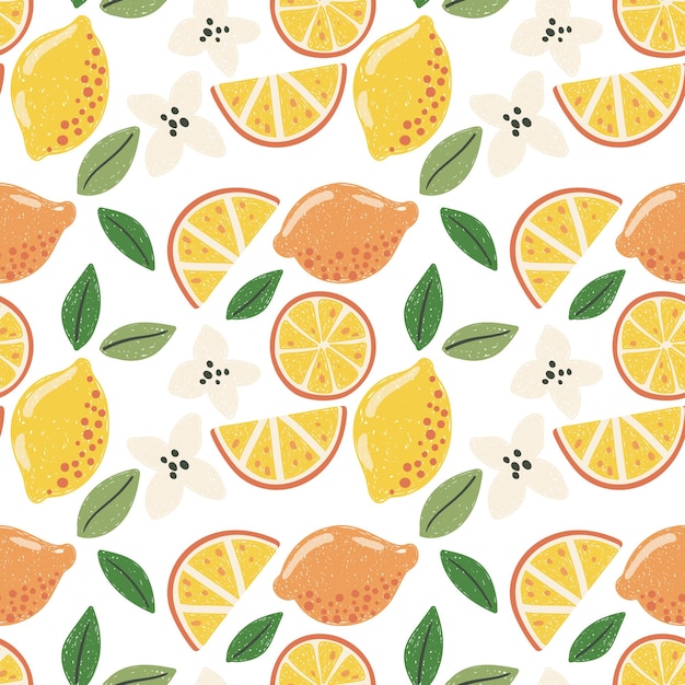 Vector abstract cute hand drawn illustration with lemons