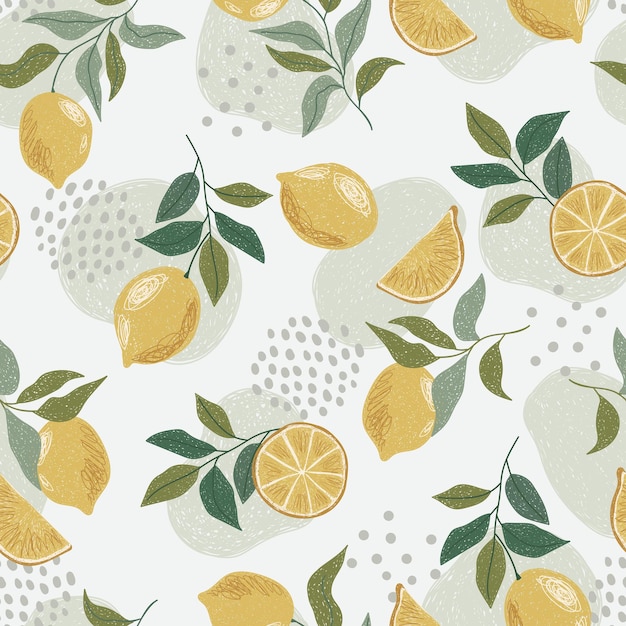 Vector abstract cute hand drawn illustration with lemons