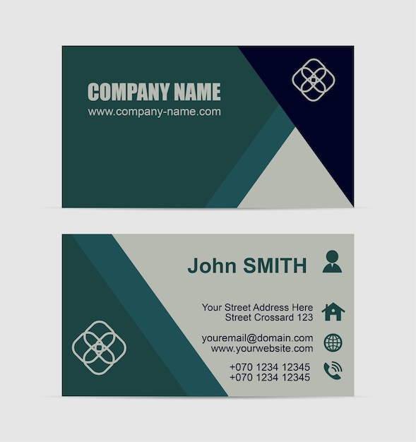 Vector abstract deep green business card template