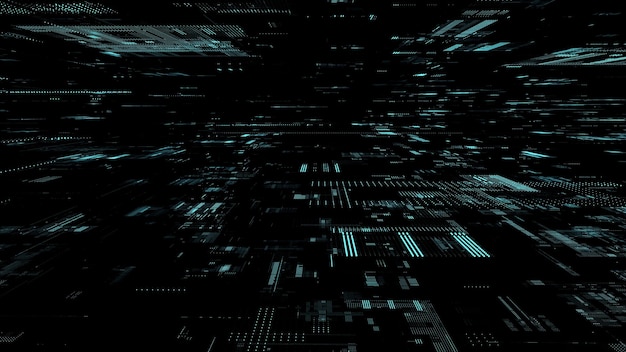 Vector abstract digital background Matrix cyberspace with moving data Technology cyber security futuristic space Concept hacking sorting and analysis big data Binary code dots flow