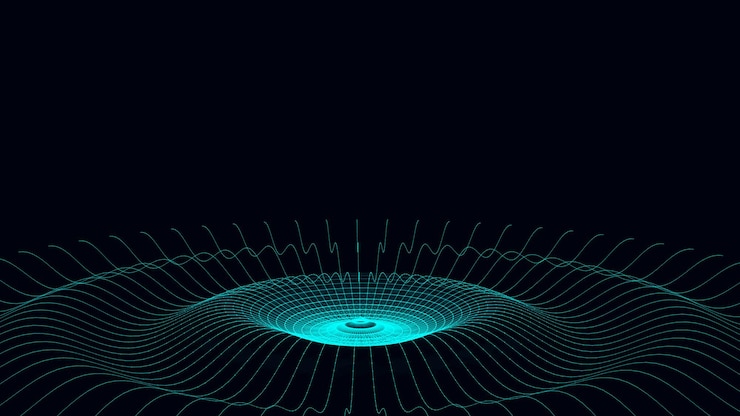 Vector 矢量抽象的数字网络空间与移动的粒子 网络安全数据库 矩阵技术解码器 未来高科技背景与蓝色点 高速大数据