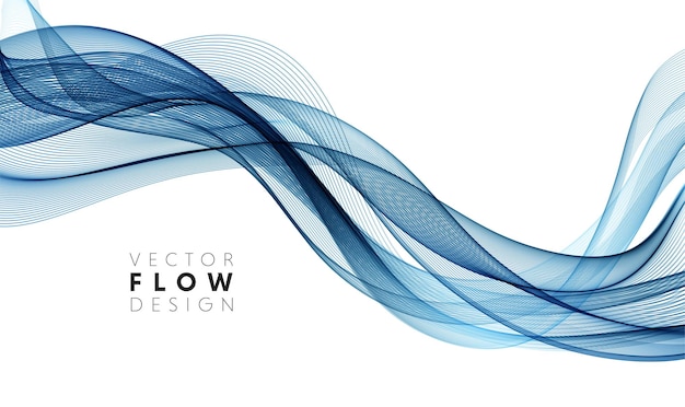 Vector abstract elegant colorful flowing blue color wave lines isolated on white background. Design element for wedding invitation, greeting card