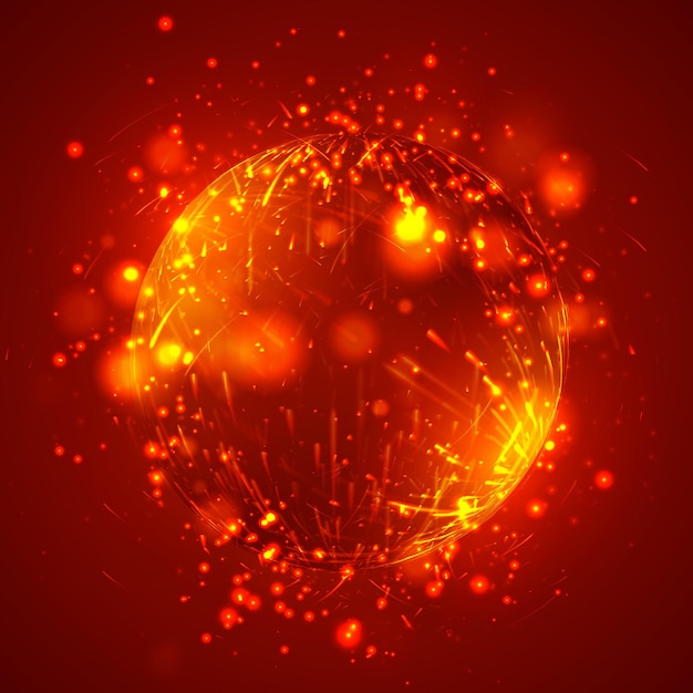 Vector abstract element with explosion, sphere and glow, a hurricane and a stream of bright reflections.