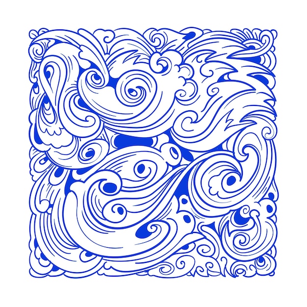 Vector abstract ethnic and culture doodle illustration in blue color for background