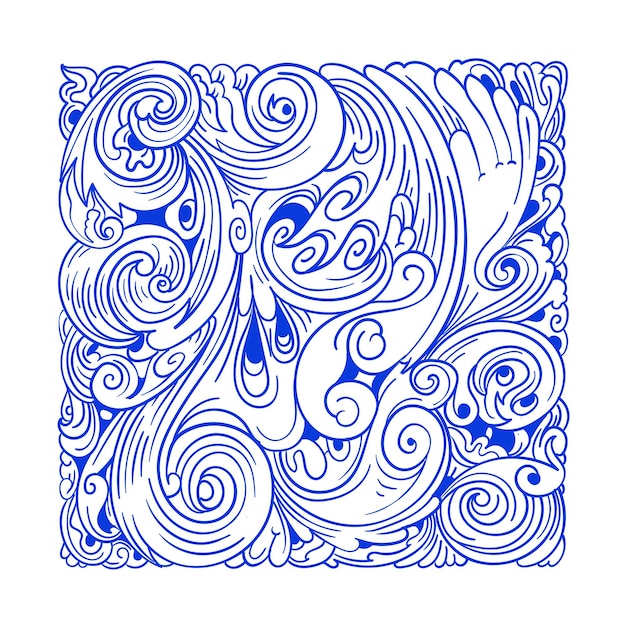 Vector abstract ethnic and culture doodle illustration in blue color for background