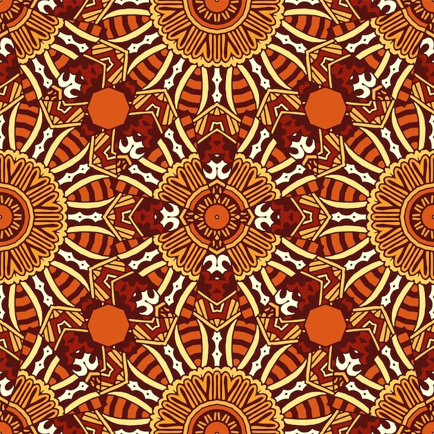 Vector abstract ethnic indian autumn seamless pattern tribal