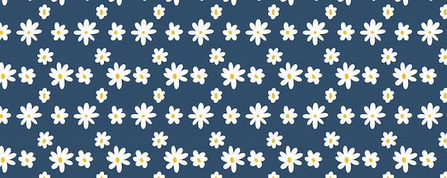 Vector abstract floral white blue seamless pattern background