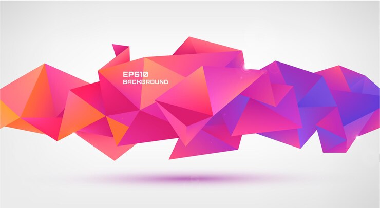 Вектор векторная абстрактная геометрическая трехмерная форма грани изолирована. используйте для баннеров, веб-сайтов, брошюр, объявлений, плакатов и т. д. низкополигональная фон в современном стиле. красный, фиолетовый