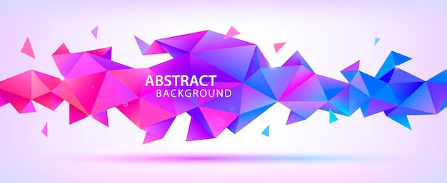 Vector abstract geometric 3d facet shape. Use for banners, web, brochure, ad, poster, etc. Low poly modern style background. Purple, multicolor