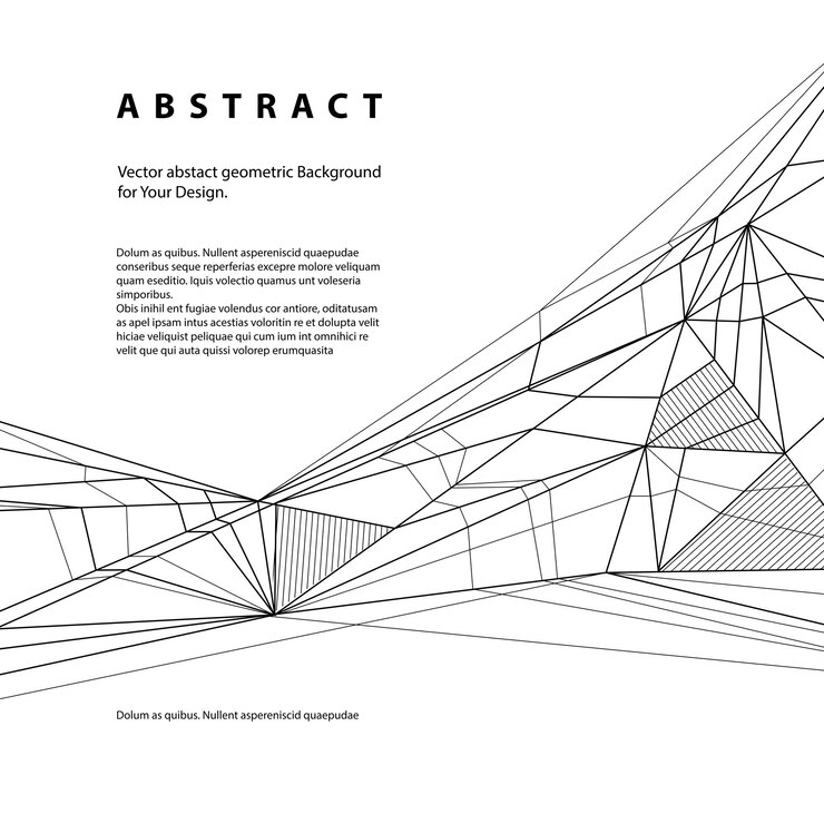 Vector vector abstract geometric background, contemporary style black and white lines illustration.